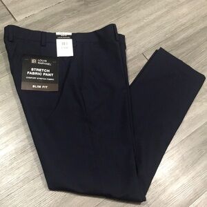 Louis Raphael NWT Navy Blue Comfort Stretch Slim Fit Flat Front Dress Slacks